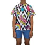 Vector Romantic Love Seamless Pattern Kids  Short Sleeve Swimwear
