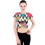 Vector Romantic Love Seamless Pattern Crew Neck Crop Top