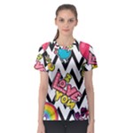 Vector Romantic Love Seamless Pattern Women s Sport Mesh T-Shirt