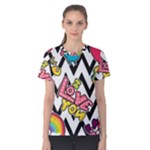 Vector Romantic Love Seamless Pattern Women s Cotton T-Shirt