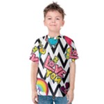 Vector Romantic Love Seamless Pattern Kids  Cotton T-Shirt