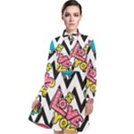 Vector Romantic Love Seamless Pattern Long Sleeve Chiffon Shirt Dress