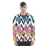 Vector Romantic Love Seamless Pattern Men s Hooded Windbreaker