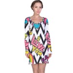 Vector Romantic Love Seamless Pattern Long Sleeve Nightdress