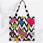 Vector Romantic Love Seamless Pattern Zipper Grocery Tote Bag