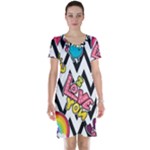 Vector Romantic Love Seamless Pattern Short Sleeve Nightdress