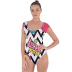 Vector Romantic Love Seamless Pattern Short Sleeve Leotard 