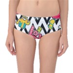 Vector Romantic Love Seamless Pattern Mid-Waist Bikini Bottoms