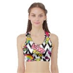 Vector Romantic Love Seamless Pattern Sports Bra with Border