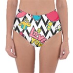 Vector Romantic Love Seamless Pattern Reversible High-Waist Bikini Bottoms