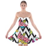 Vector Romantic Love Seamless Pattern Strapless Bra Top Dress