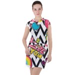 Vector Romantic Love Seamless Pattern Drawstring Hooded Dress