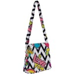 Vector Romantic Love Seamless Pattern Zipper Messenger Bag