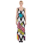 Vector Romantic Love Seamless Pattern Thigh Split Maxi Dress