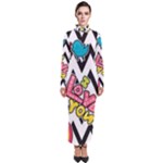 Vector Romantic Love Seamless Pattern Turtleneck Maxi Dress