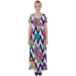 Vector Romantic Love Seamless Pattern High Waist Short Sleeve Maxi Dress