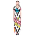 Vector Romantic Love Seamless Pattern Short Sleeve Maxi Dress