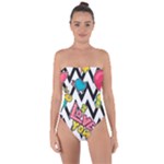 Vector Romantic Love Seamless Pattern Tie Back One Piece Swimsuit