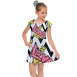 Vector Romantic Love Seamless Pattern Kids  Cap Sleeve Dress