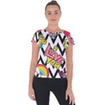 Vector Romantic Love Seamless Pattern Short Sleeve Sports Top 