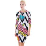Vector Romantic Love Seamless Pattern Quarter Sleeve Hood Bodycon Dress