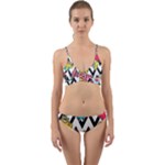 Vector Romantic Love Seamless Pattern Wrap Around Bikini Set