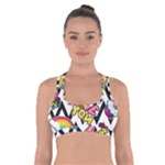 Vector Romantic Love Seamless Pattern Cross Back Sports Bra