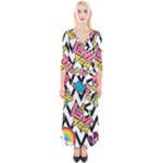 Vector Romantic Love Seamless Pattern Quarter Sleeve Wrap Maxi Dress