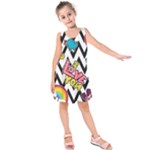 Vector Romantic Love Seamless Pattern Kids  Sleeveless Dress