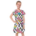 Vector Romantic Love Seamless Pattern Kids  Drop Waist Dress