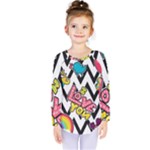Vector Romantic Love Seamless Pattern Kids  Long Sleeve T-Shirt