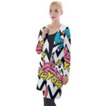 Vector Romantic Love Seamless Pattern Hooded Pocket Cardigan