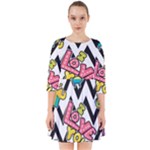 Vector Romantic Love Seamless Pattern Smock Dress