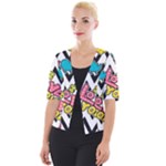 Vector Romantic Love Seamless Pattern Cropped Button Cardigan