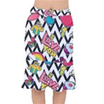 Vector Romantic Love Seamless Pattern Short Mermaid Skirt