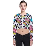 Vector Romantic Love Seamless Pattern Long Sleeve Zip Up Bomber Jacket