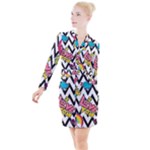 Vector Romantic Love Seamless Pattern Button Long Sleeve Dress