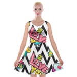 Vector Romantic Love Seamless Pattern Velvet Skater Dress