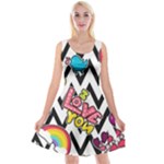 Vector Romantic Love Seamless Pattern Reversible Velvet Sleeveless Dress