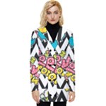 Vector Romantic Love Seamless Pattern Button Up Hooded Coat 