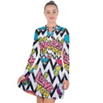 Vector Romantic Love Seamless Pattern Long Sleeve Panel Dress