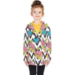 Vector Romantic Love Seamless Pattern Kids  Double Breasted Button Coat
