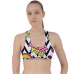 Vector Romantic Love Seamless Pattern Criss Cross Racerback Sports Bra