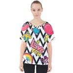 Vector Romantic Love Seamless Pattern V-Neck Dolman Drape Top