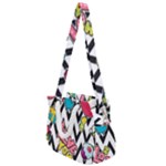 Vector Romantic Love Seamless Pattern Rope Handles Shoulder Strap Bag