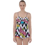 Vector Romantic Love Seamless Pattern Babydoll Tankini Set