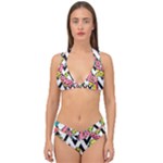 Vector Romantic Love Seamless Pattern Double Strap Halter Bikini Set