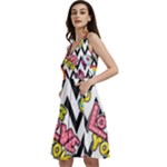 Vector Romantic Love Seamless Pattern Sleeveless V-Neck Skater Dress with Pockets