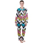 Vector Romantic Love Seamless Pattern Women s Long Sleeve Satin Pajamas Set	