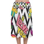 Vector Romantic Love Seamless Pattern Velvet Flared Midi Skirt